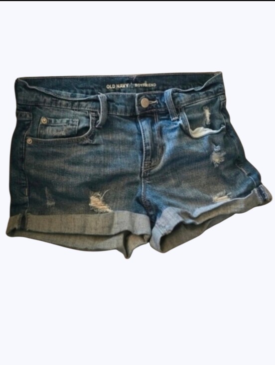 Old Navy Pants - Old Navy Boyfriend Jean Shorts Women's Size 4 Medium Blue Denim Distressed Rips